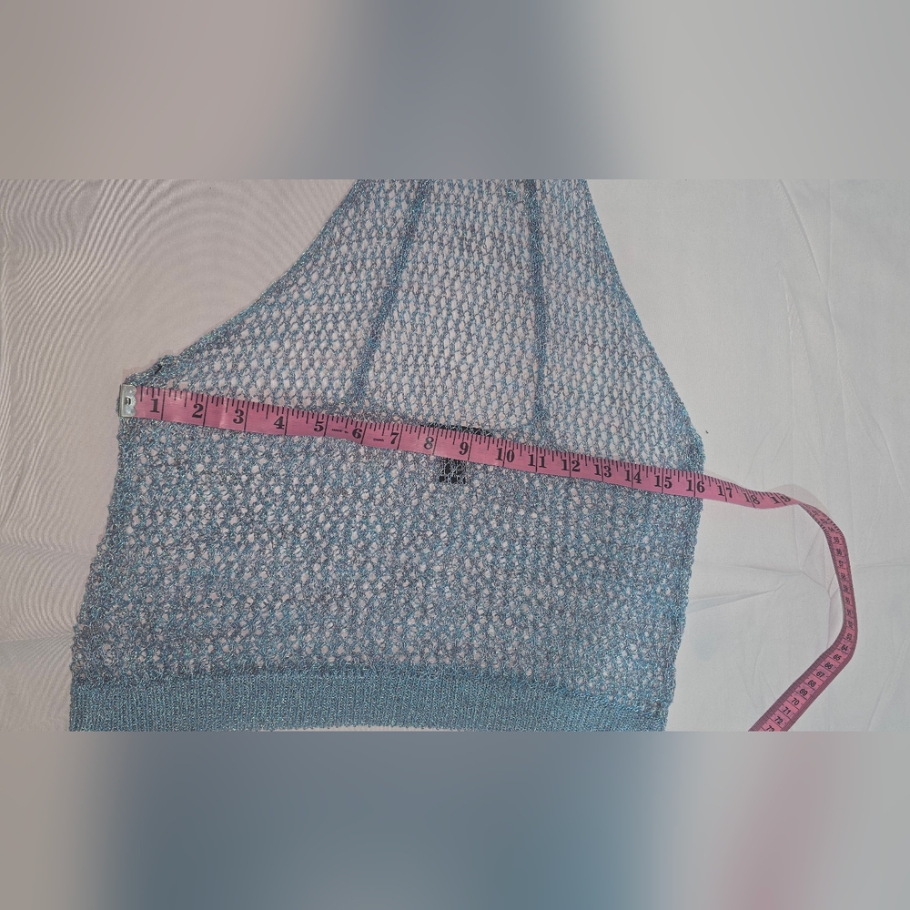 Blue Mesh Knit Top
